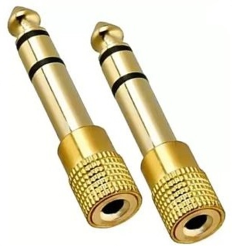 TECHGEAR golden Golden 6.5mm Male Plug to 3.5mm Female Jack Stereo Headphone Audio Adapter Phone Converter(android)
