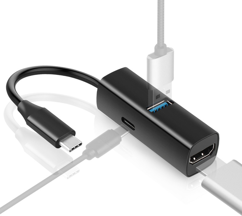 ELEPHANTBOAT Type C to HDMI Docking Station USB Hub 3 in 1 with PD100W Charging USB30 Data USB C Docking Station HDMI Adapter PD100W USB3.0 Hub Docking Station(Black)