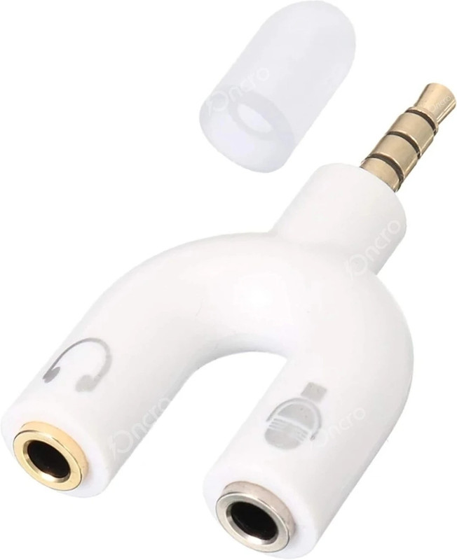 SANNO WORLD White U Shape 3.5mm Audio Jack to Headphone Microphone Splitter Converter Phone Converter(Yes)