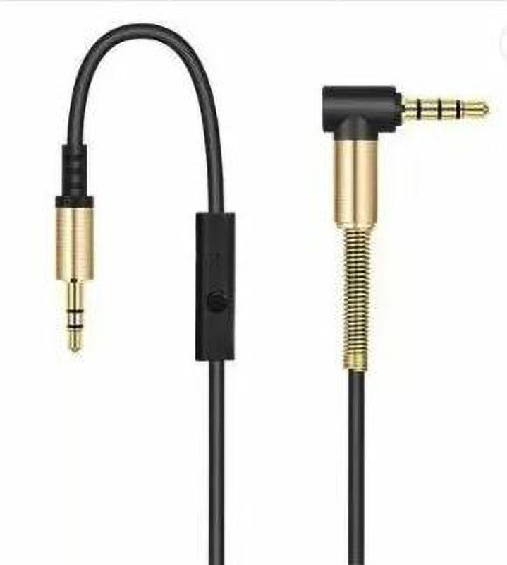 TECHGEAR Black Aux Cable with mic 24K Gold Plated Male to Male Audio Cable Phone Converter(ios)