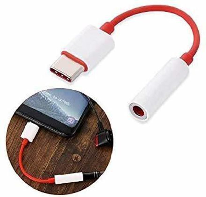 AUDAZZ Red Type-C to 3.5mm Jack Headphone Noise Cancelling Headphones Jack Phone Converter(Android)