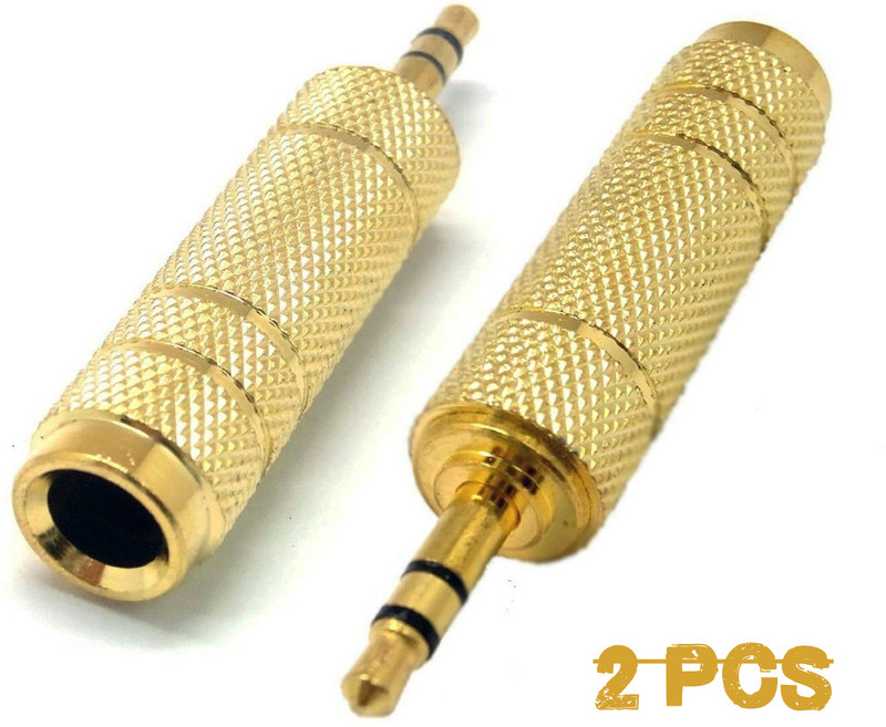 Red Champion Gold 3.5mm Stereo Male to 6.3mm Stereo Female Adapter Converter ((2 Pack) Golden) Phone Converter(Digital Piano, Keyboard)