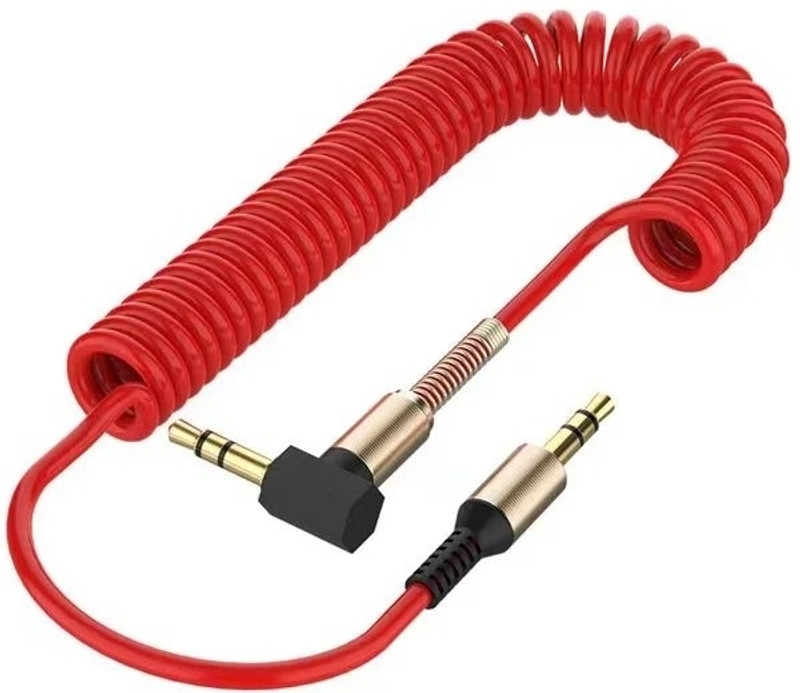 ZENIFY Red Male to Male 3.5 mm aux Cable, 1.2 m Elbow L Shape Stretchable 90 Degree Phone Converter(IOS, Android)