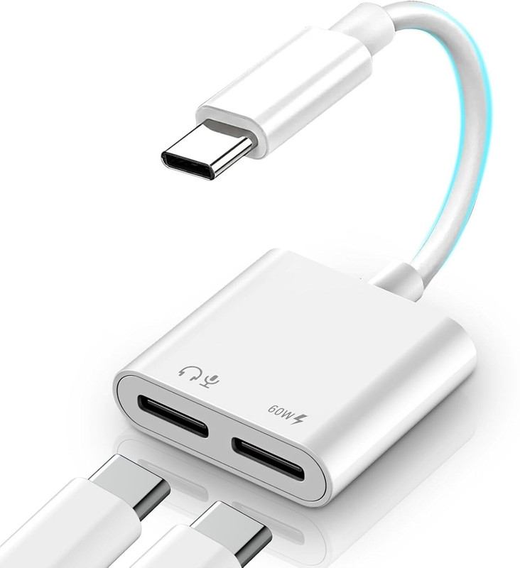 TECHGEAR White USB C Splitter 1 in 2 Out Headphone Adapter USB C Type C Audio Adapter Phone Converter(ios, android)