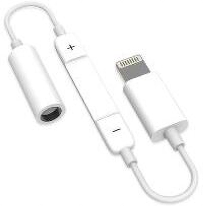 TECHGEAR White LIGHTNING TO 3.5mm HEADPHONE JACK ADAPTER WITH VOLUME BUTTON. Phone Converter(ios)