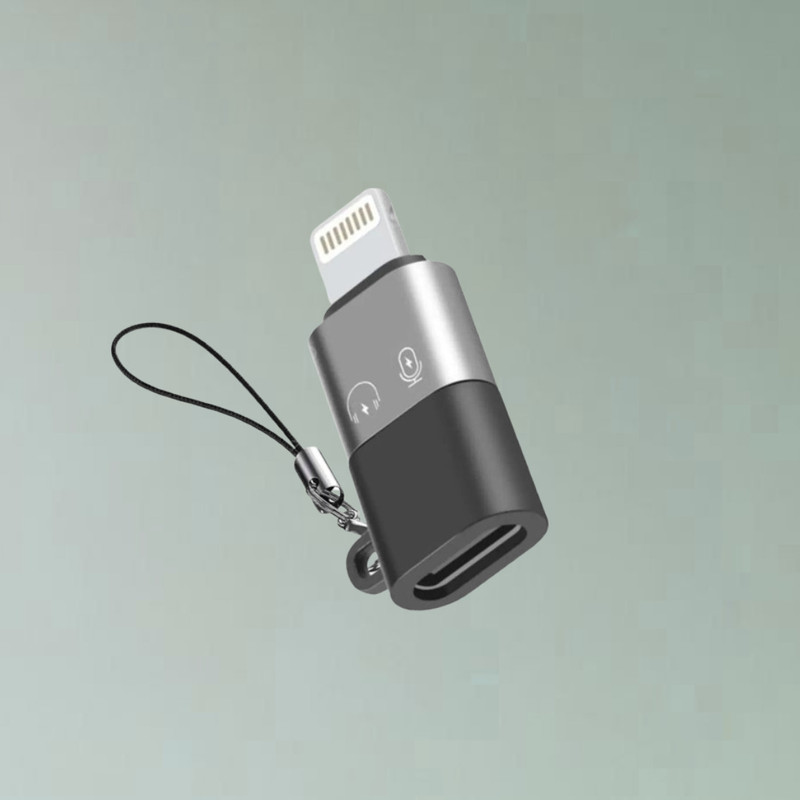 UBRONIK Grey Portable Lightning to Type-C Female Converter | Strong & Durable Design Phone Converter(IOS)