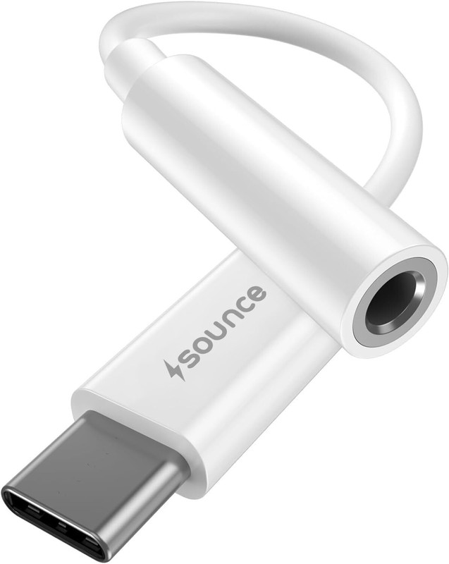 sounce White Type C to 3.5mm Headphone Jack Adapter Phone Converter(for iPhone 15/15 Pro/Pro Max/Plus,Pad, MacBook & iOS Devices)