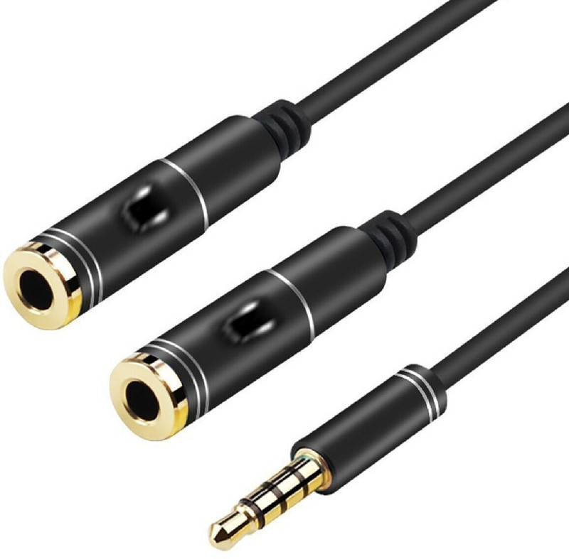 SANNO WORLD Black 3.5mm Headphone Jack Splitter, Auxiliary Audio Splitter 1 Male to 2 Female Jacks Phone Converter(One 3.5mm-male Two 3.5mm-female- jacks for only listening music not support Mic)