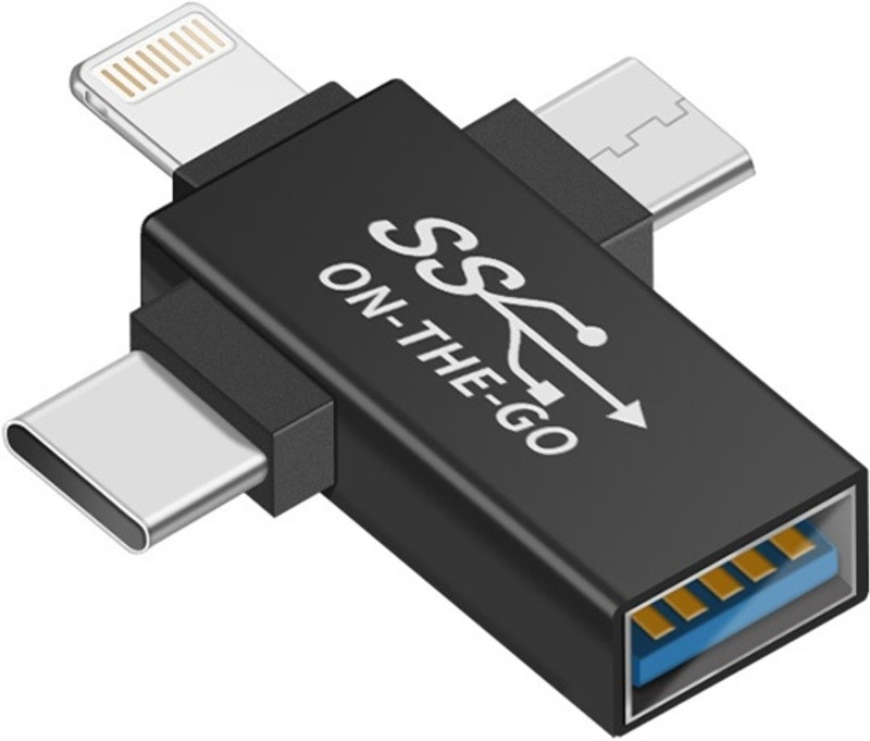 TECHGEAR Black 3 in 1 OTG Adapter,USB c to USB Adapter, Phone Converter(Ios,android)