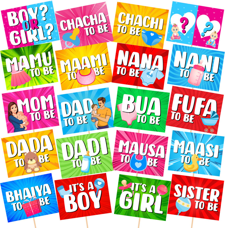 ZYOZI 20 Pcs Baby Shower Props for Photoshoot,Photo Booth for Mom to Be Shoot, Photo Booth Board(Party)