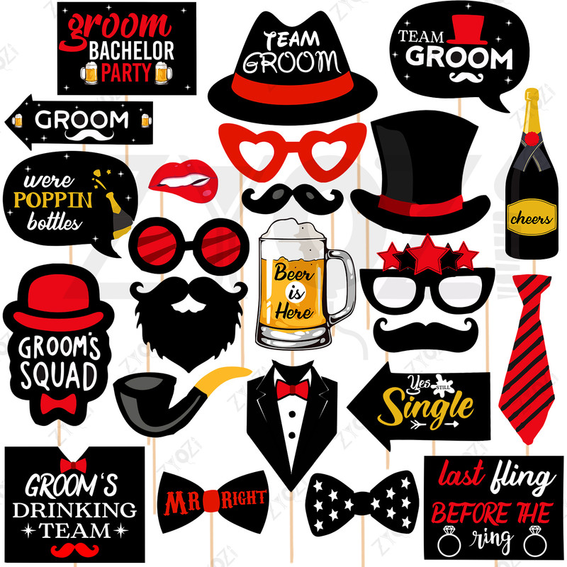 ZYOZI Groom to Be Props | Bachelor Party Props for Groom - Bachelor Party (Pack of 24) Photo Booth Board(Bachelorette)