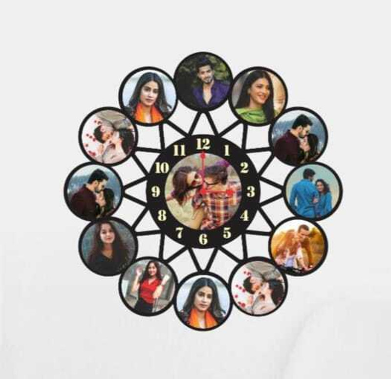 SSBGIFT Photo Frame Cutomized Clock 10 Photo 20 inch 13 photos(1 GB, Black)