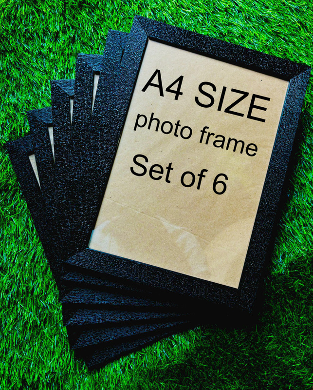 Hukam Creation A4 Size Blank photo frame set of 6 pc (black texture 1 inch)) 1 inch wooden photo Frame(Black)