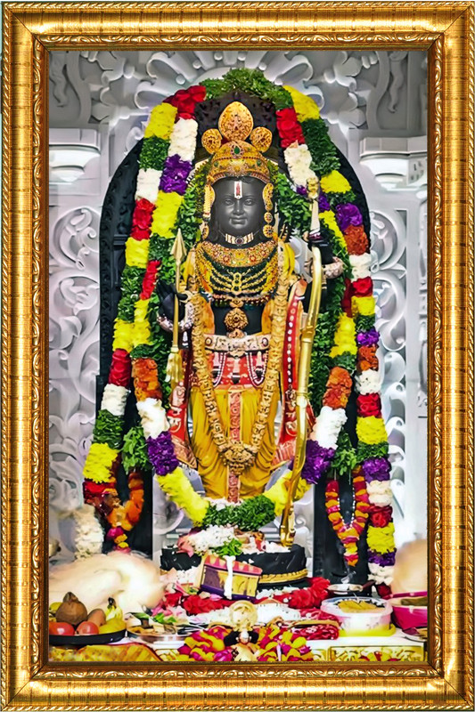 JASHVIRA Ram Lala 12 inch Ayodhaya Mandir Ramlaila God Photo Frame(Goldan Frame)