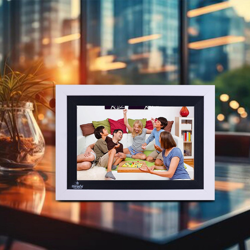 Miracle Digital 10.1" WiFi Wooden Digital Photo Frame, IPS Touch Screen, Share...