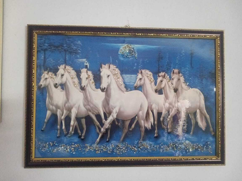Pkart seven Horse with stone work 24 inch craft(Blue, White)