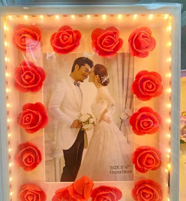 rame fotohP photo frame change light colour 8 inch Decoration(White)