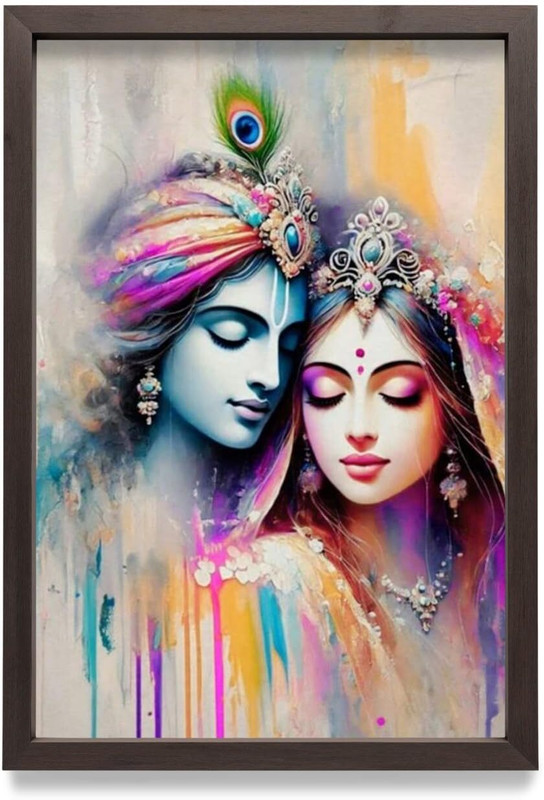 ShopArora Radha Krishna A3 Size Frame 12 inch Digital(Black)