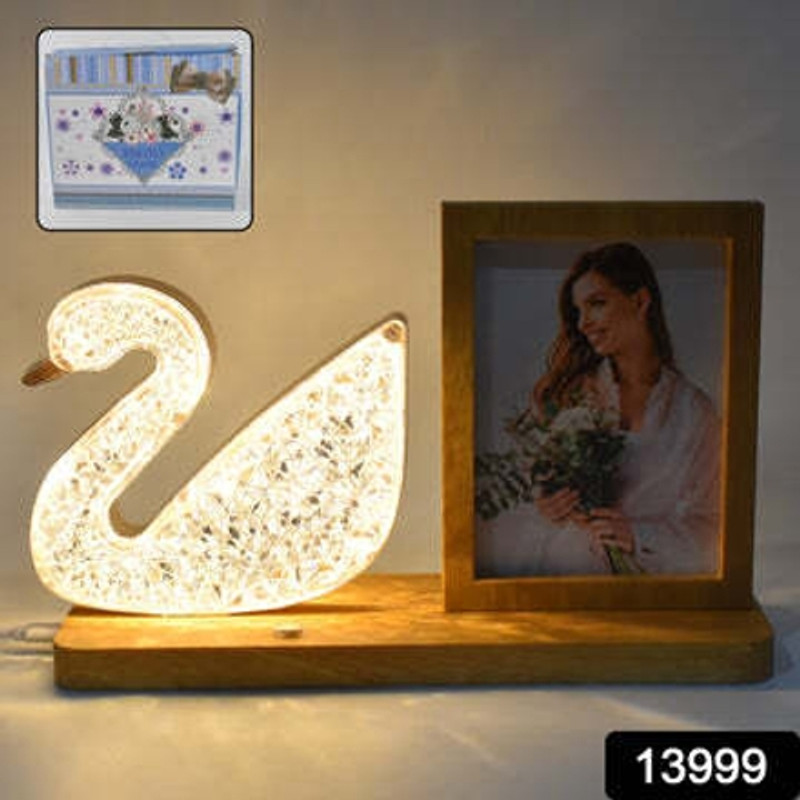 SHIV FASTFOOD Duck Shape Cystal Led Lamp & Photo Frame Night Lamp | Wedding Gift | love couple 20 inch DUCK SHAPE LAMP WITH PHOTOFRAME(Multicolor)