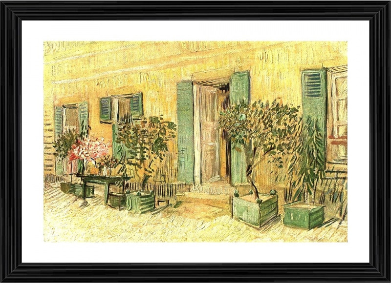 ABSECOM Exterior of a Restaurant in Asnières 1887 Painting With Wood Photo Frame 14 inch frame(Multicolor)
