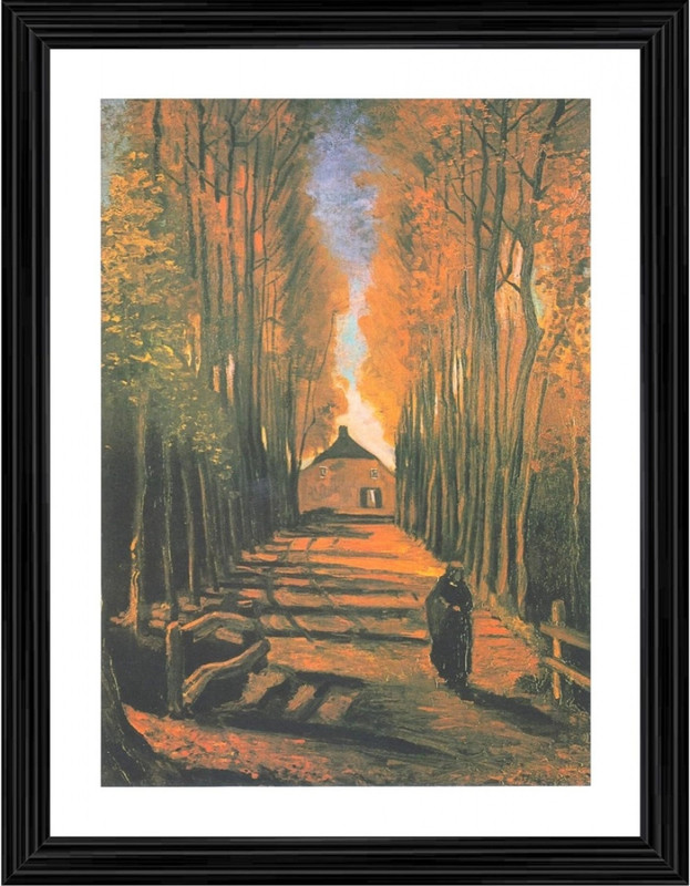 ABSECOM Avenue of Poplars in Autumn 1884 Painting With Wood Photo Frame 14 inch frame(Multicolor)
