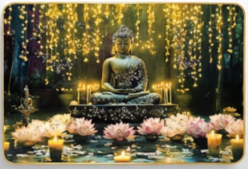 BLISFULTHREADS Buddha in Meditation Wall Frame 12 x 12 12 inch Frame(Multicolor)