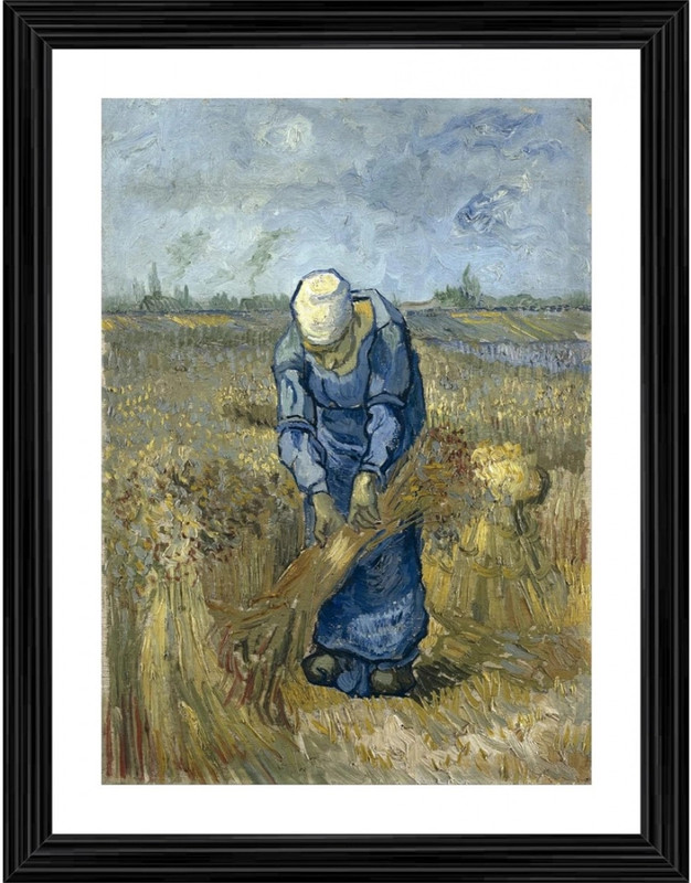 ABSECOM Peasant Woman Bruising Flax 1889 Painting With Wood Photo Frame 14 inch frame(Multicolor)