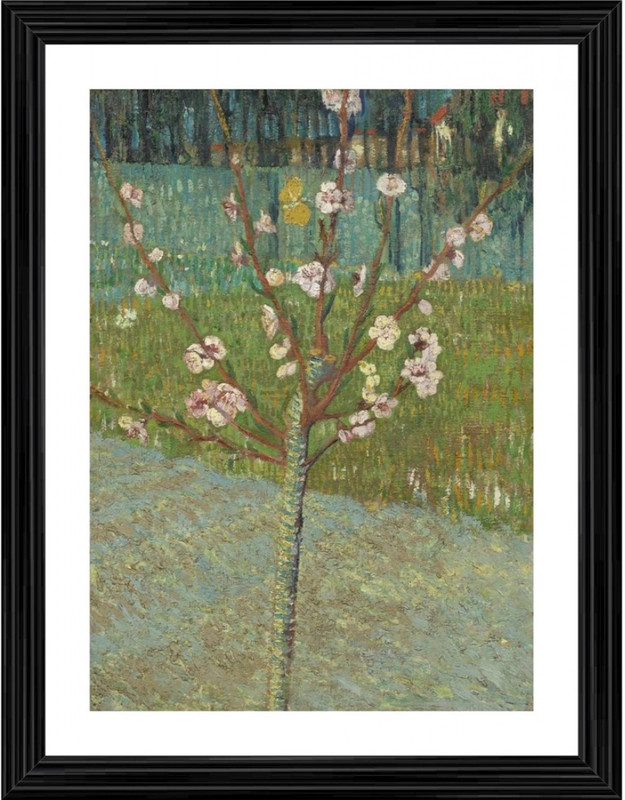 ABSECOM Peach Tree in Blossom 1888 Painting With Wood Photo Frame 14 inch frame(Multicolor)
