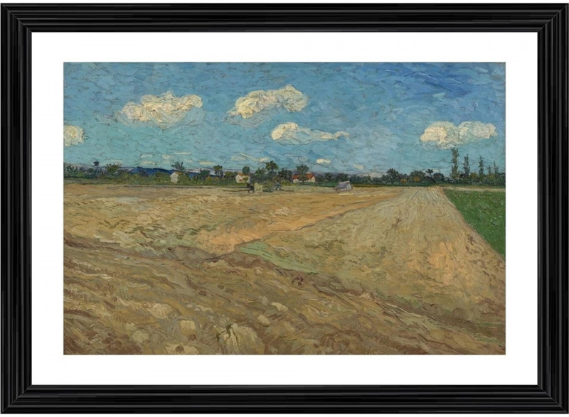ABSECOM Ploughed Fields The Furrows 1888 Painting With Wood Photo Frame 14 inch frame(Multicolor)
