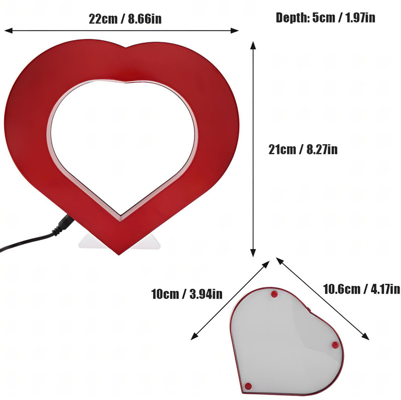 RV Mart Magnetic Levitation Floating Photo Frame Heart Mid Air Automatic Rotating Gadget 3.9 inch Frame(Red)