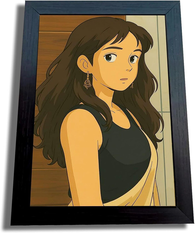 Abhi Online Shop customized Ghibli art studio photo frame – Personalized Gift for Birthday, Love, 10 inch Friendship & Family | Animation cartoon Photo Frame | 8x10 Inches(Black)