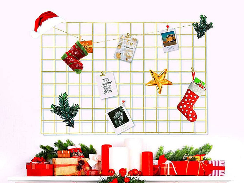 moreyaji Wall hanging DIY Steel Grid Photo Frame for Wall [85x55 CM] 34 inch Grid Photo Frame wall(Gold)
