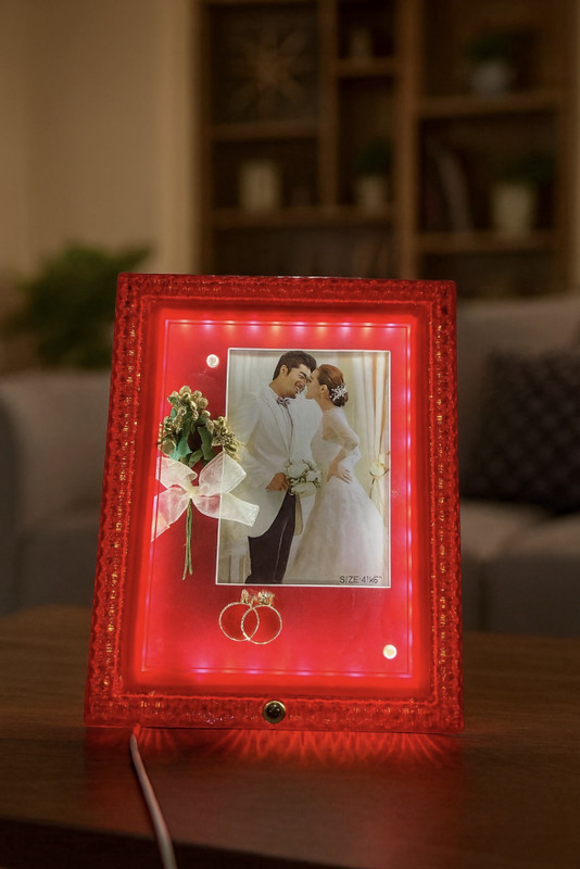 Turtle Trends Red LED Light Wedding Photo Frame 6 inch LED Light Wedding Photo Frame(Red)