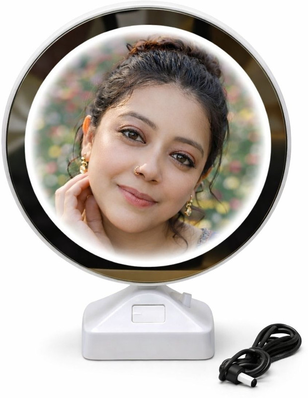 FAIZA FASHION Magic mirror photo frame 7 inch LED LIGHT(White)