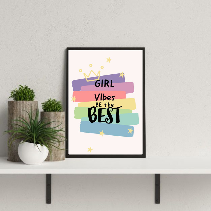 Art and Crafts Catchy Frames Girls Vibes Be Quotes Art Photo Frame 8.11 inch Modern Frames(Black)