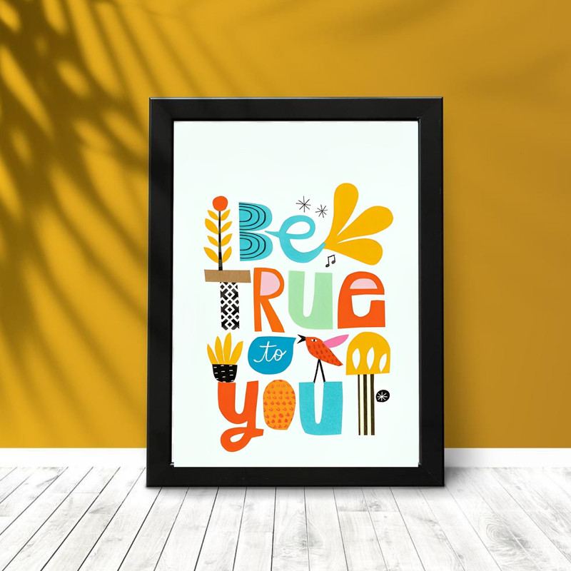 Art and Crafts Catchy Frames Be True Quotes Art Photo Frame 8.11 inch Modern Frames(Black)