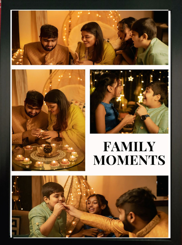 Iconic pics FAMILY PHOTO FRAME (4 PHOTO) 9 inch  Photo Frame(Black)