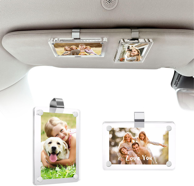 HASTHIP Acrylic Photo Holder for Car Visor Clear Magnetic Frame Pack of Two 7 inch  Photo Frame(Transparent)