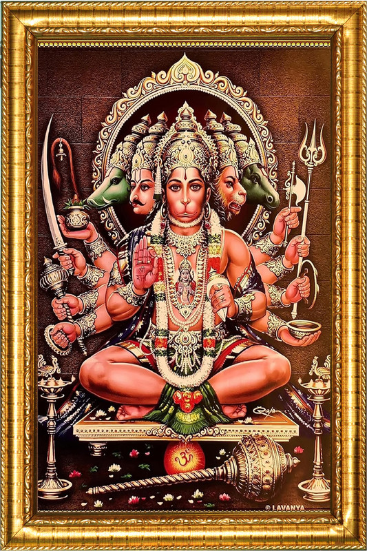 JASHVIRA Sai Balaji hanuman 12 inch No Glass Use(Goldan Frame)
