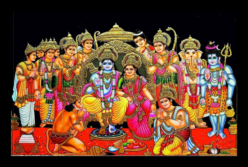 SRHT Sri Ram Parivar Photo 10 inch Normal Photo Frame(Muticlour)