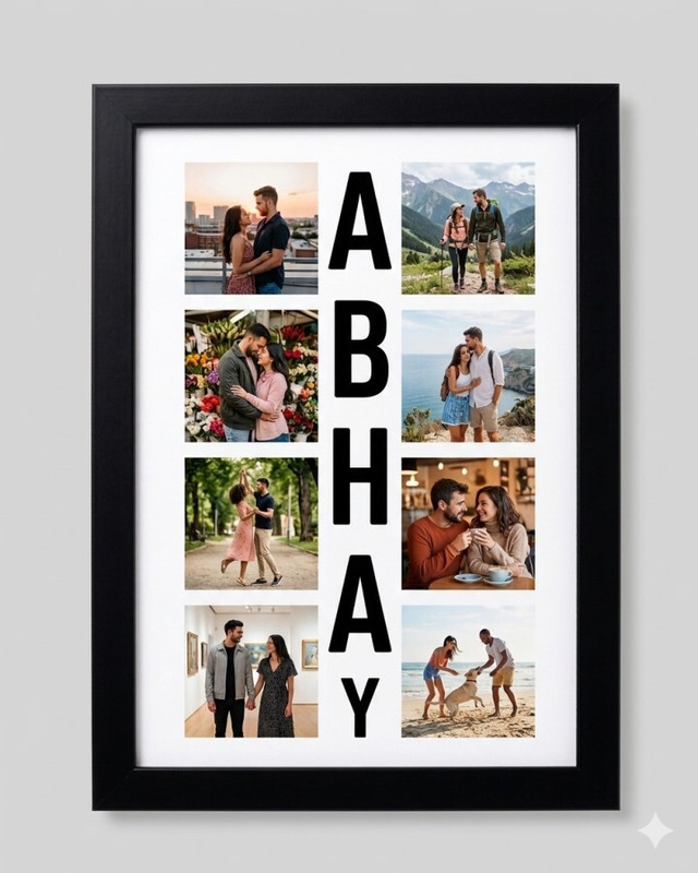 nice studio NS-ABHAY-NAME-COL-01 1218 inch Photo Collage Frame(Black, Brown)