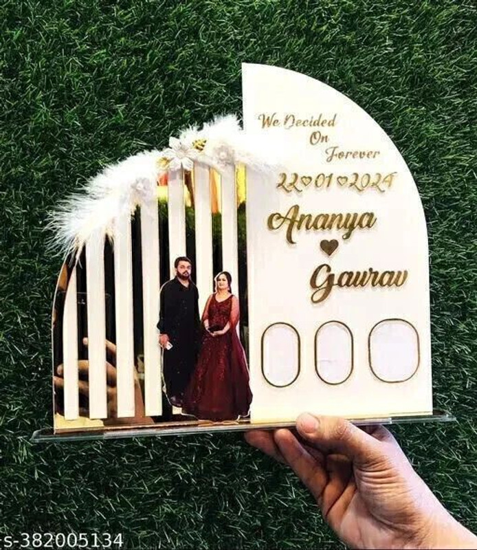 inventoo Couple Thumb Impression Gift | Wedding Thumb Print Couple Gift Finger Print 12 inch Wedding Thumb Print(Golden, White)