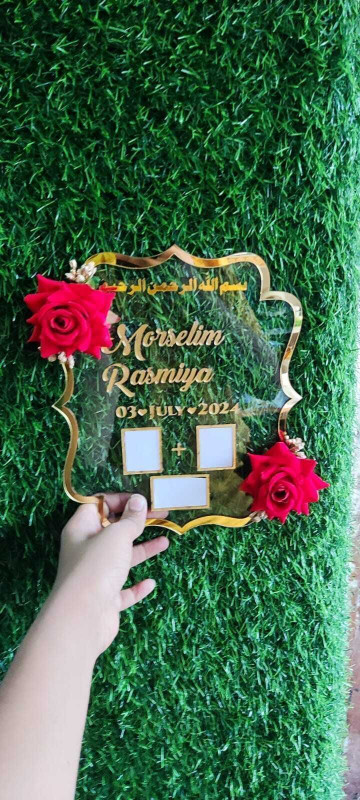 inventoo Thumb Impression Personalized Text | Golden Metal Design| Anniversary Gift 8 inch Wedding Thumb Print(Golden)
