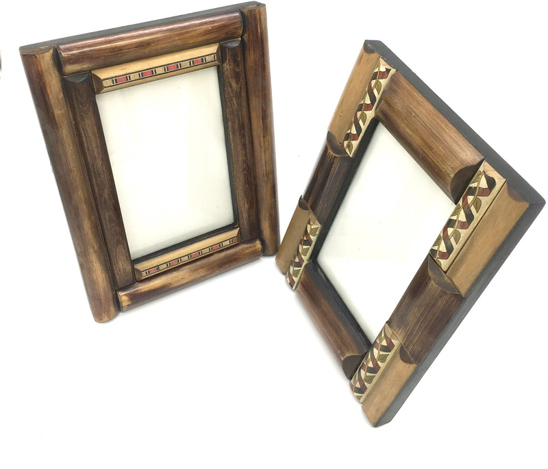Master Piece Crafts Handcrafted Wooden Table Photo Frame in Brown Color Natural Finish 5 inch Table Top(Brown)