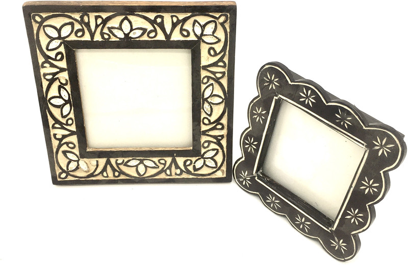 Master Piece Crafts Set oF 2 Wooden Table-Top Photo Frame | Wooden Picture Holder Stand | Frames 4 inch Table Top(Brown & White)