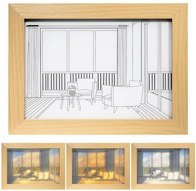 Elevea LED Wooden Photo Frame - Luminous Wall Hanging Gift - USB Operated (Rectangular) 7 inch Table(Multicolor)