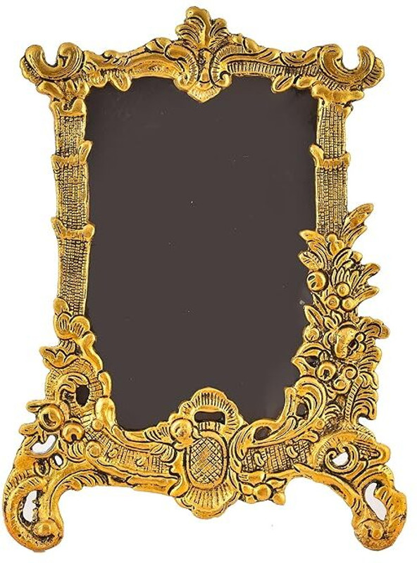 Jain life Handicrafts | Rectangular Metal Photo Frame | Table Top Photo Frames 8.5 inch Table(Golden)