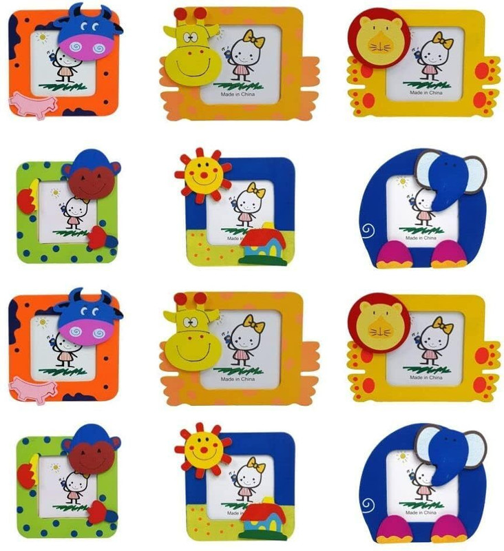 genune Beautiful Wood Cute Cartoon Photo Frames for Children (Pack Of 12 ) 3 inch Table(Multicolor)