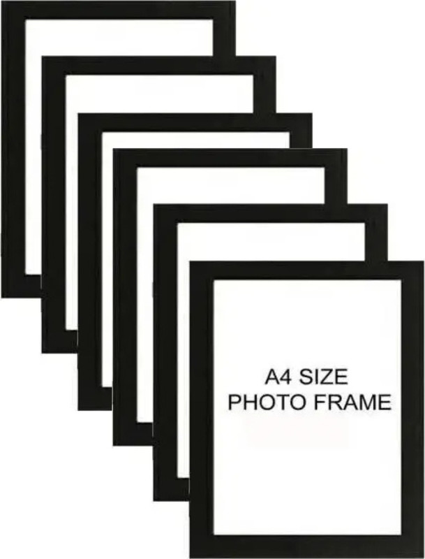 ag pro comfort A4 Size Wood Wall Photo Frame 9 x 12 inch Wall Hanging(Black 6 Photo A4)