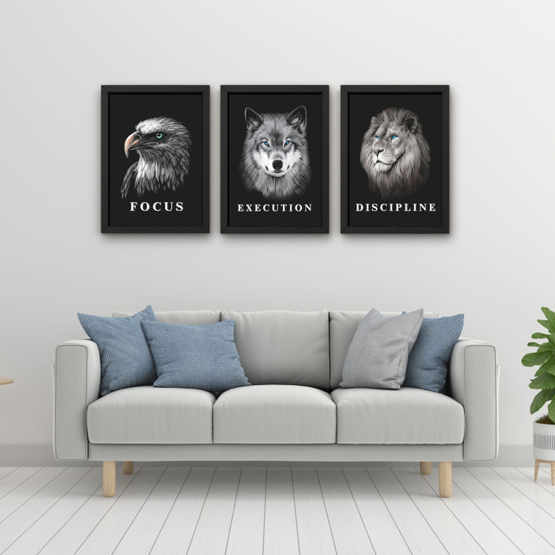 jojo creation JOJO PRESENT 12 inch wall motivational frames set of 3(Mulicolour)